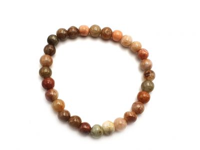 6mm Jade Beads Bracelet - Brown / orange jade