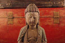 Small Chinese wooden statue and Buddha Statue