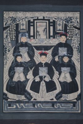 Ancêtres Chinois moderne sur toile Dynastie Qing 5 personnes