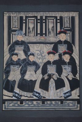 Ancêtres Chinois moderne sur toile Dynastie Qing 6 personnes