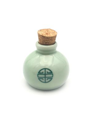 Bouteille en porcelaine - Encre de Chine liquide - 10ml - Pot vert celadon - Encre qualité supérieur