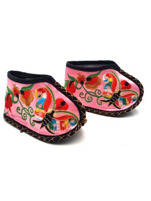 Broderie Chinoise - Chaussons bébés Miao - Rose