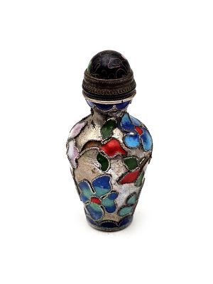 Chinese metal snuff bottles - Cloisonne - Silver