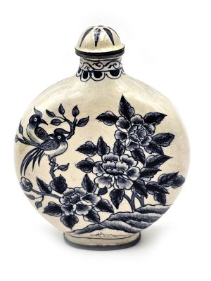 Chinese metal snuff bottles - Birds on the tree