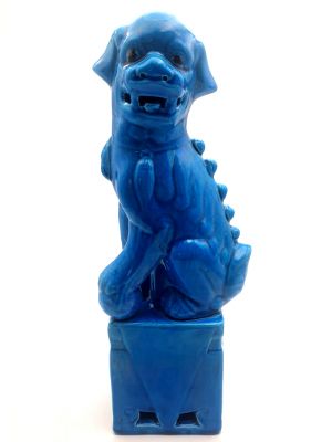 Grand Chien Foo en porcelaine - Bleu Ciel (à l'unité)