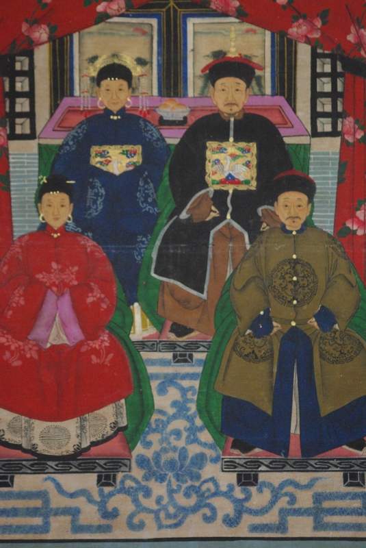 Cliquez sur la vignette pour agrandir et survolez la photo pour zoomer Ancêtres Chinois sur toile empereur de Chine 4 personnes