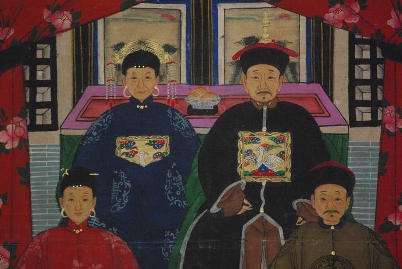 Cliquez sur la vignette pour agrandir et survolez la photo pour zoomer Ancêtres Chinois sur toile empereur de Chine 4 personnes