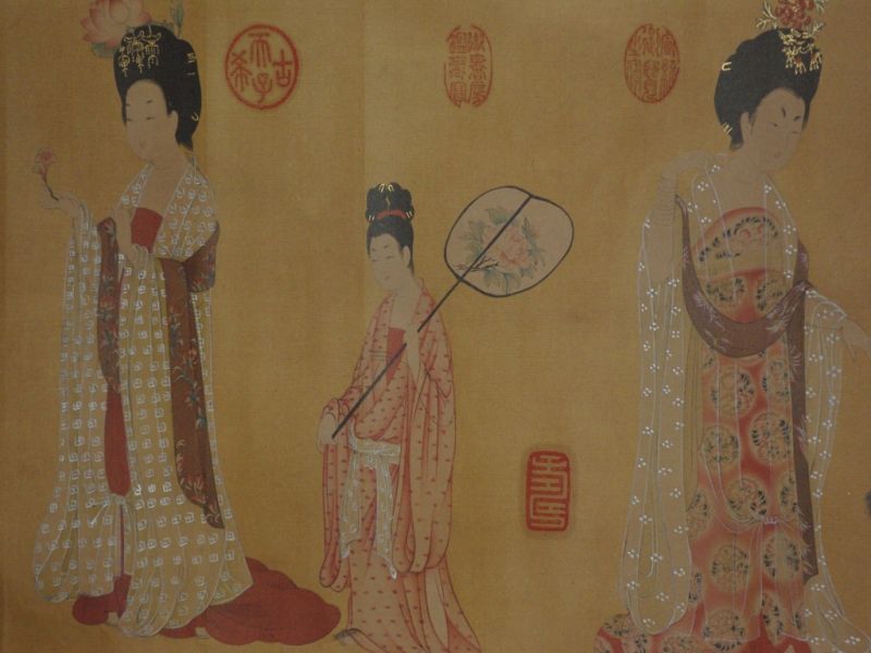 Cliquez sur la vignette pour agrandir et survolez la photo pour zoomer Dames aux fleurs dans les cheveux Peinture Chinoise