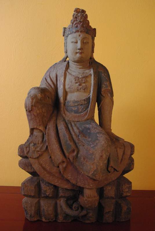 Statue Guerrier Chinois en Bois Bouddha de Chine