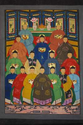 Très Grand Portrait d'ancêtres chinois Empereur de Chine Qing