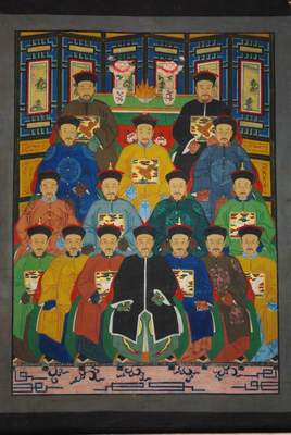 Très Grand Portrait d'ancêtres chinois Empereur de Chine Qing