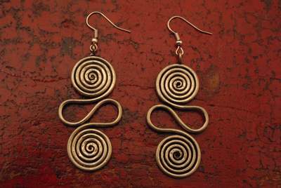 Boucles d'oreilles ethnique double Spirales de vie Miao