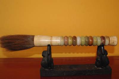 Chinese Ink Brush with Oval Stones