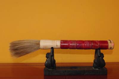 Chinese Ink Brush Chinese Calligraphy Red Stones