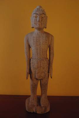 Acupuncture Man Wooden Statue Chinese Medicine