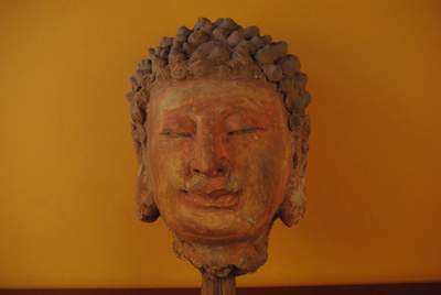 Ancienne Tête de Bouddha en Terre Cuite Chinoise