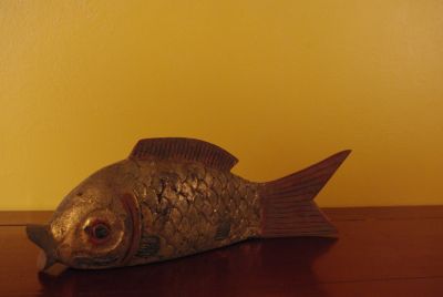 Statue en Bois d'un Poisson de protection Feng Shui