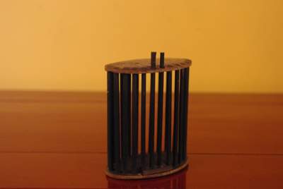 Chinese Crickets cage in Wood and Bone Oval