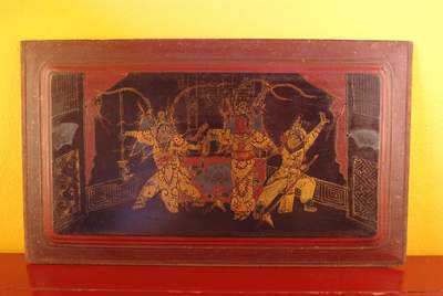 Décoration Chinoise ancienne plaque en bois