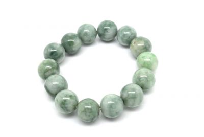Bracelet en Jade Grosses perles blanches et Vertes
