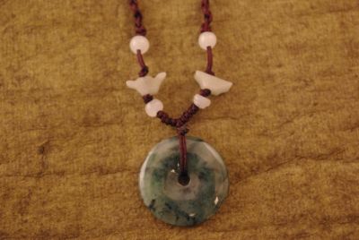 Collier avec pendentif en Jade petit Disque Bi