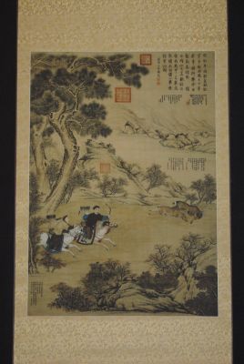 Grande Scène chinoise peinture sur papier de soie