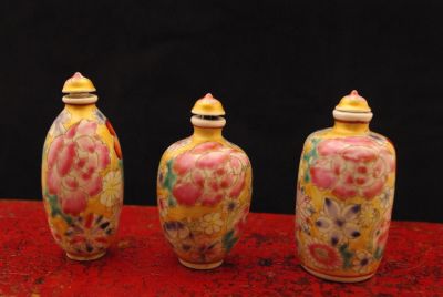 3 Tabatières Chinoises Fleurs