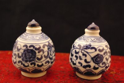 Paire de petites tabatières chinoise bleues