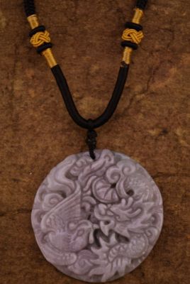 Collier Dragon en Jade Blanc