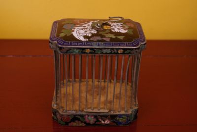 Large Old Chinese cricket cage in Cloisonne Metal