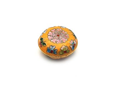 Very Small Chinese Cloisonné Enamel Box Yellow