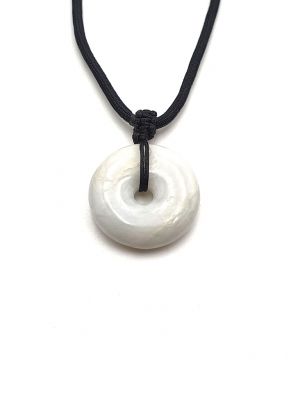 Natural and genuine Jadeite jade Pendant - Small Disk - White Green Reflections
