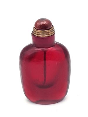 Old Chinese snuff bottle - Blown glass - Single Vial - Red