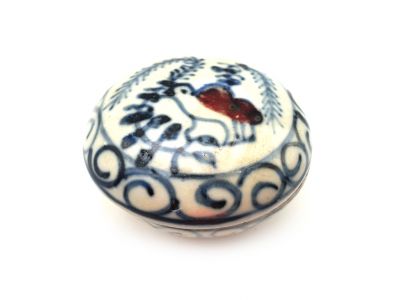 Petite boîte chinoise en porcelaine - Rond - Oiseau
