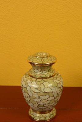 Potiche or Vase in Cloisonné Yellow Beige