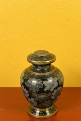 Potiche ou Vase en Cloisonnée Noir Fleurs