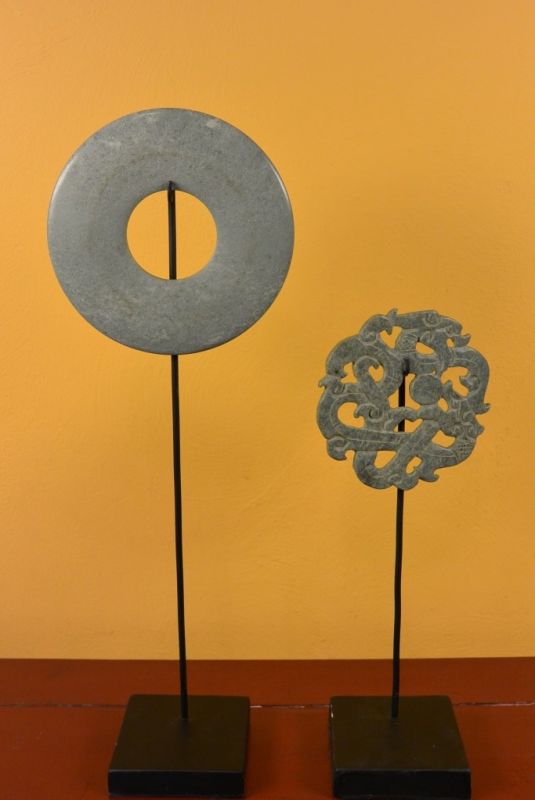 2 Kleine Chinesische Bi Scheiben Jade 3