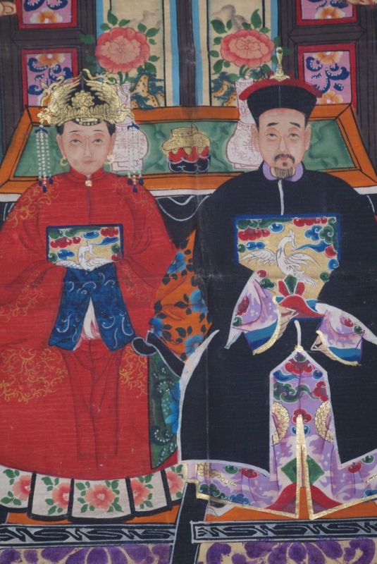 2 Personen Chinesische Ahnenbilder Qing Dynastie 2