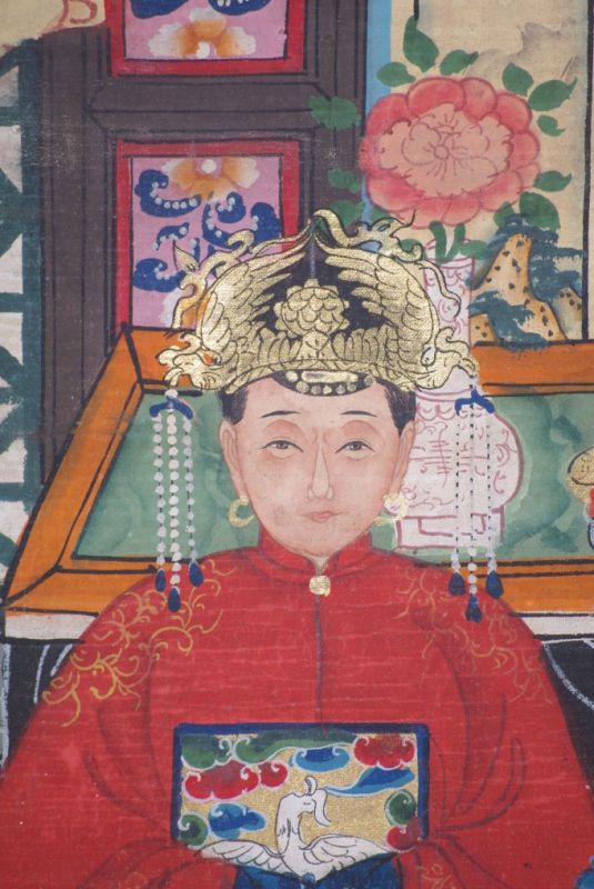 2 Personen Chinesische Ahnenbilder Qing Dynastie 4