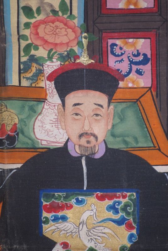 2 Personen Chinesische Ahnenbilder Qing Dynastie 5