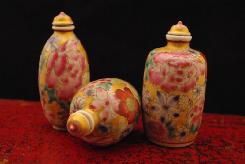 3 Bunte Blumen Schnupftabakflasche 5