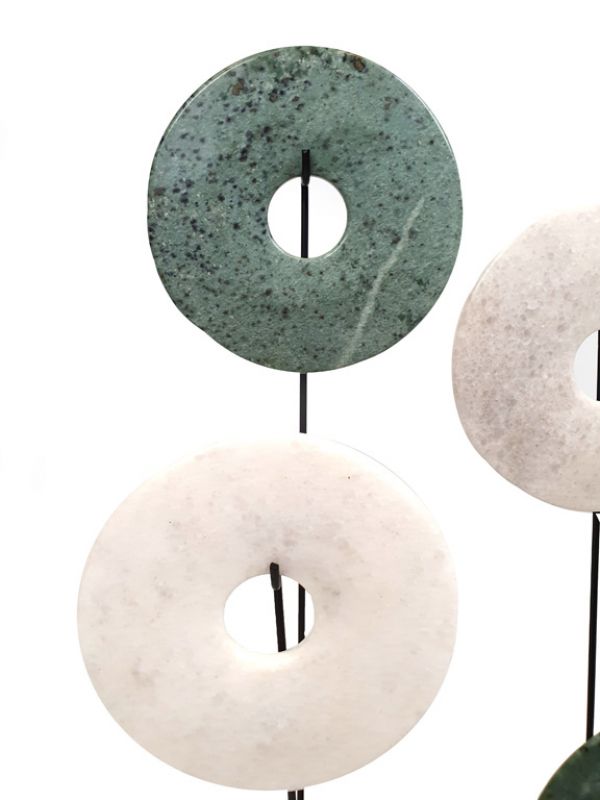 4 Chinesische Jade Bi-Scheibe - Grün und weiß 2