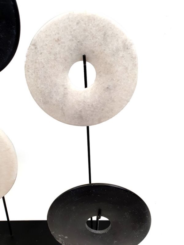 4 Chinesische Jade Bi-Scheibe - Schwarz-Weiß-Platten 2