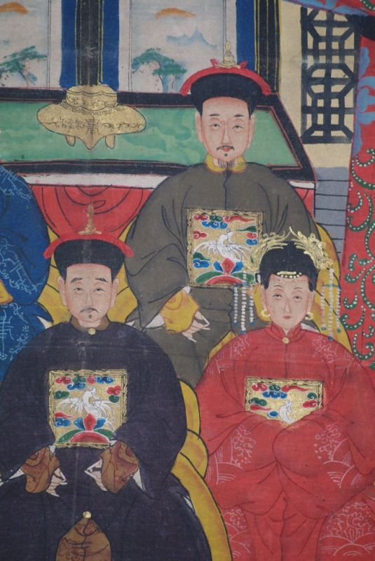 5 Personen Chinesische Ahnenbilder Qing Dynastie 3