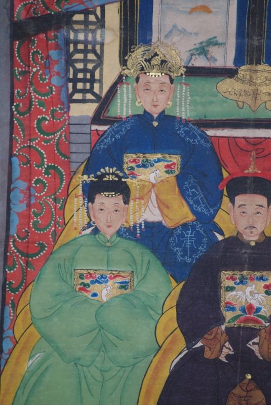5 Personen Chinesische Ahnenbilder Qing Dynastie 4