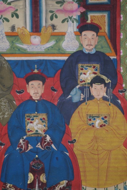 5 Personen Chinesische Ahnenbilder Qing Dynastie 3