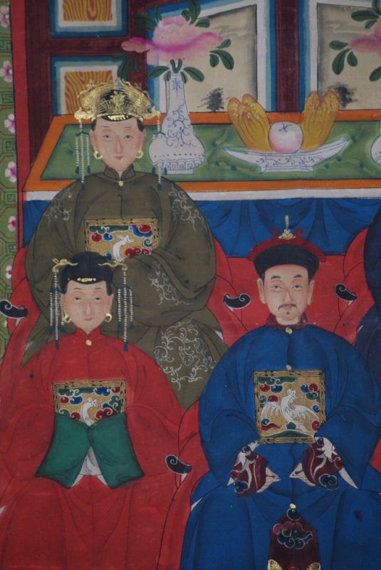 5 Personen Chinesische Ahnenbilder Qing Dynastie 4
