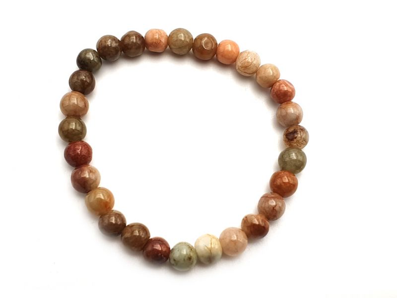 6mm Jade Beads Bracelet - Brown / orange jade 2