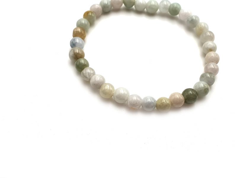 6mm Jade Beads Bracelet - Gradient of green 2