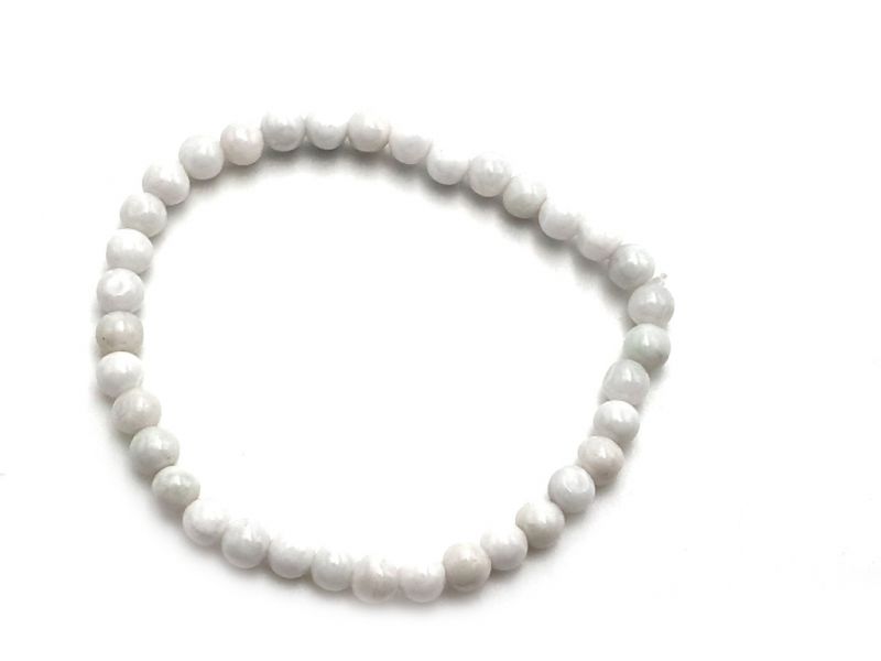 6mm Jade Beads Bracelet - White Jade 1
